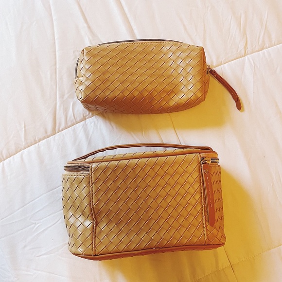 Joan & David Bags Faux Leather Woven Toiletry Bags Poshmark